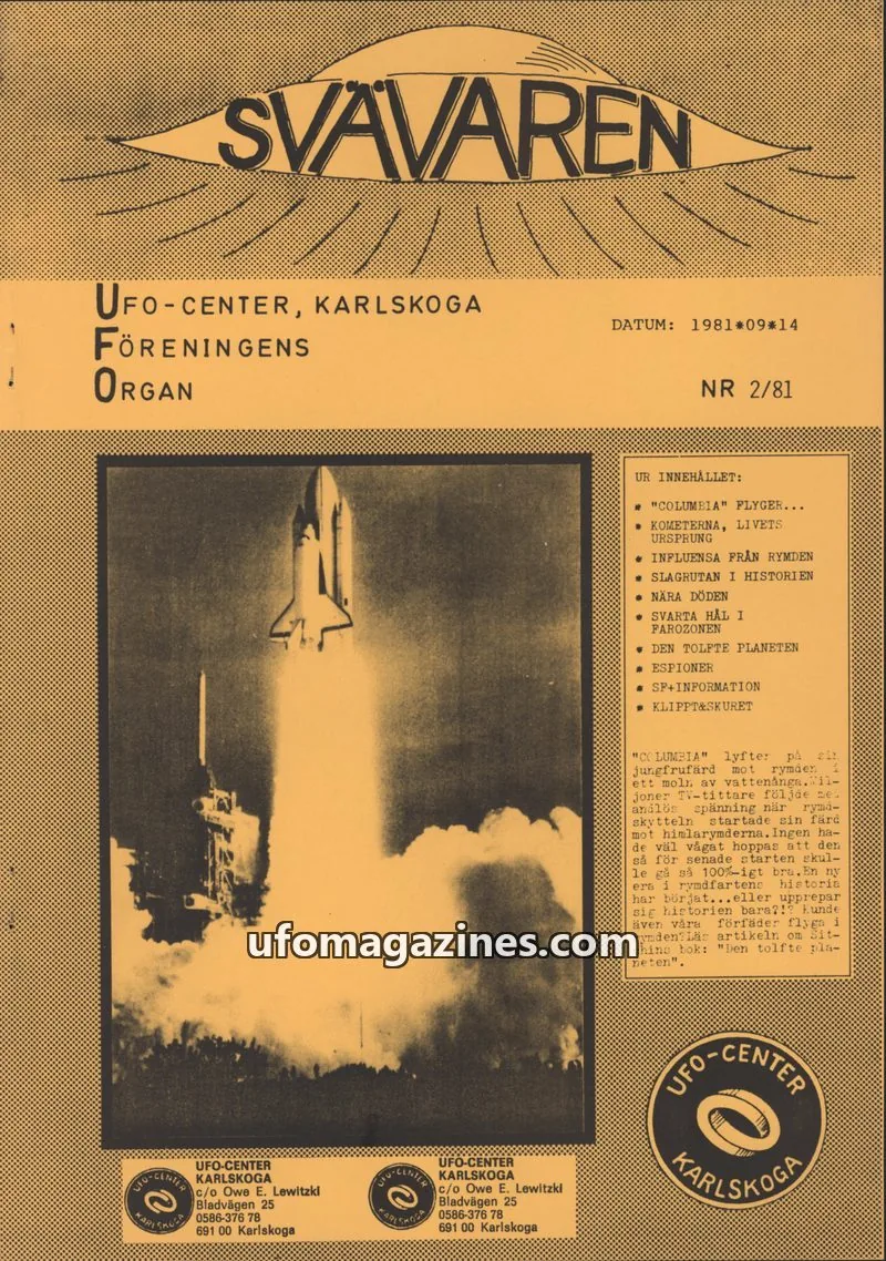 Cover of Svavaren (Karlskoga UFO Center) issue 2/81: SVAVAREN