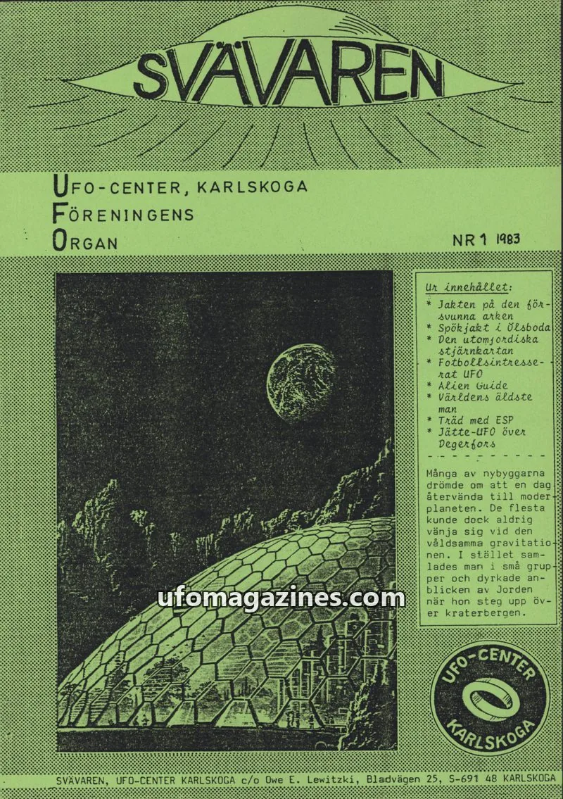 Cover of Svavaren (Karlskoga UFO Center) issue 1: SVAVAREN