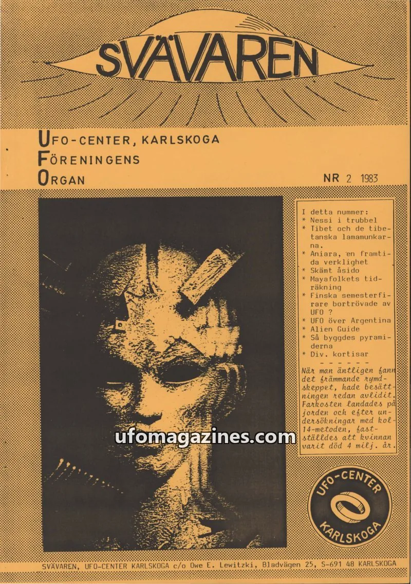 Cover of Svavaren (Karlskoga UFO Center) issue 2: SVAREN