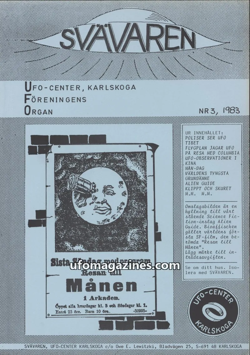 Cover of Svavaren (Karlskoga UFO Center) issue NR 3: SVÄVAREN