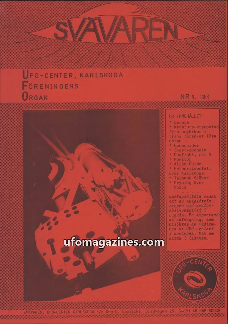 Cover of Svavaren (Karlskoga UFO Center) issue 4: SVAVAREN