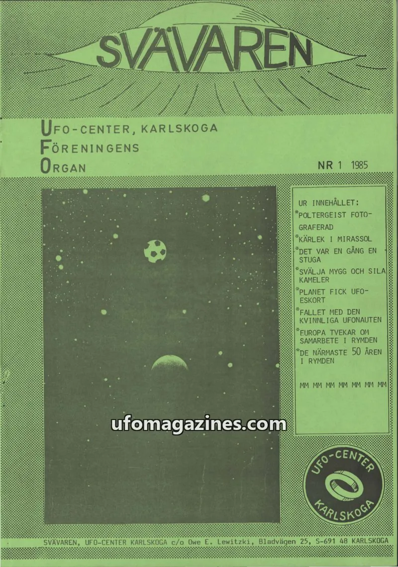Cover of Svavaren (Karlskoga UFO Center) issue 1: SVÄVAREN