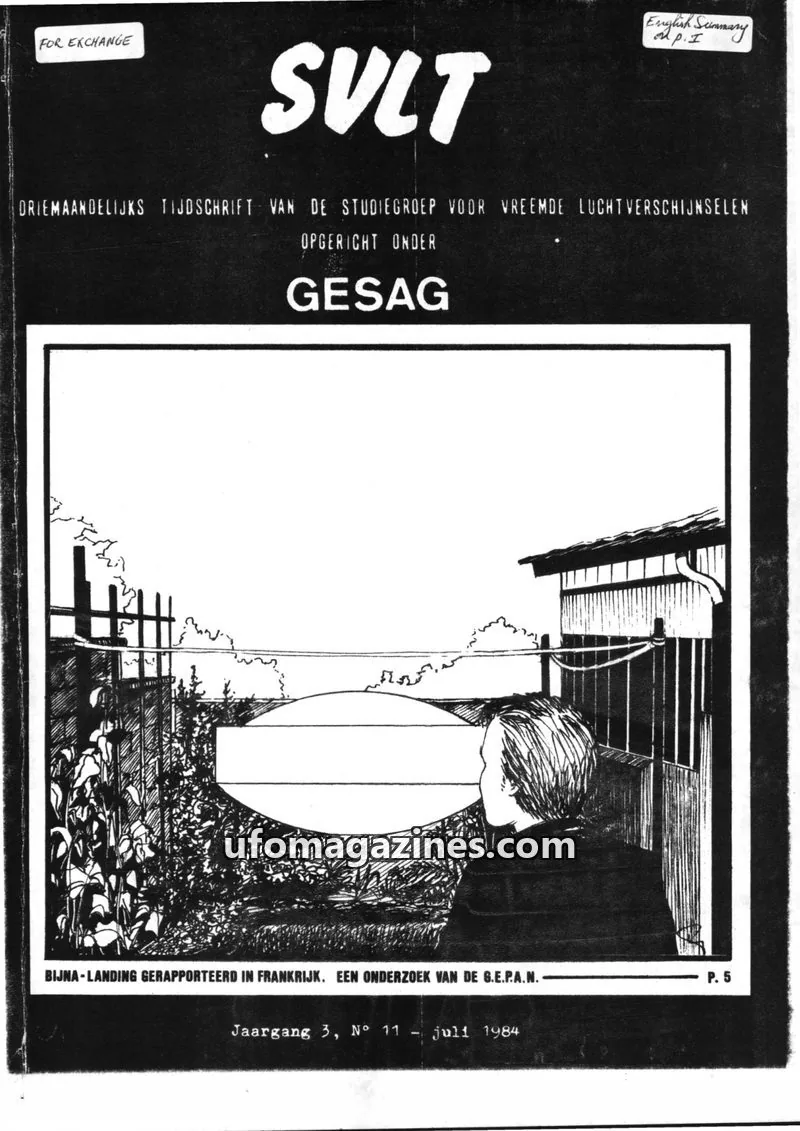 Cover of STUDIEGROEP VOOR VREEMDE LUCHTVERSCHIJNSELEN / GROUPEMENT POUR L'ETUDE DES SCIENCES D'AVANT-GARDE issue 11: SVLT TIJDSCHRIFT