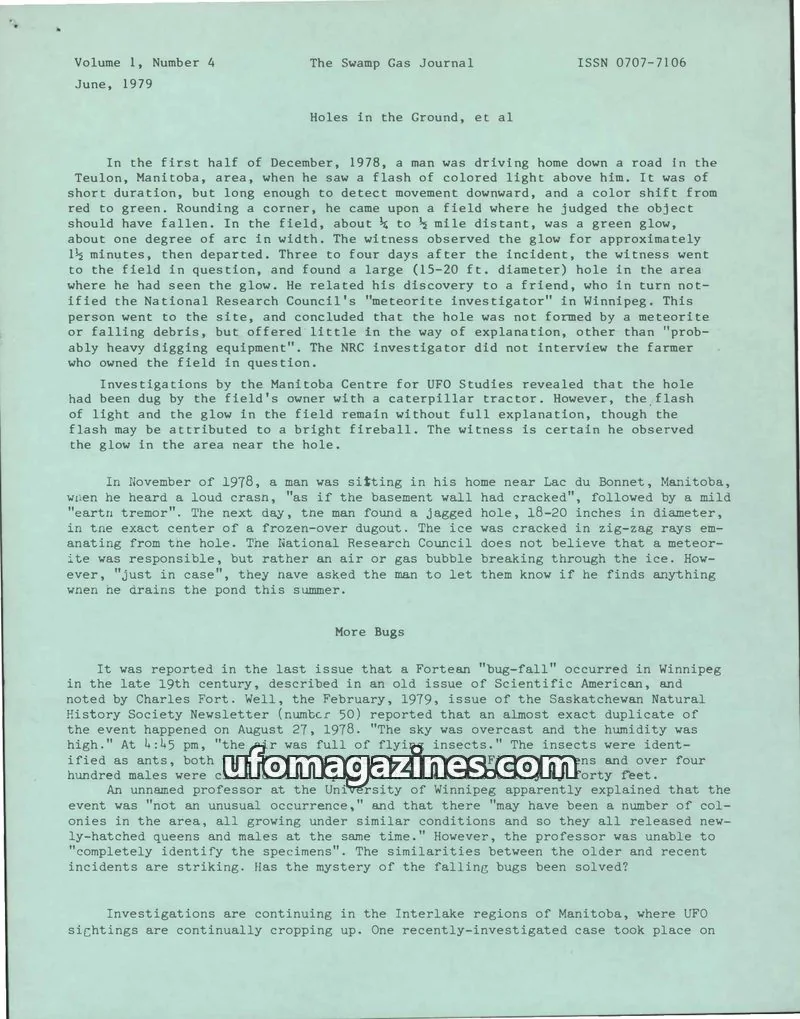 Cover of Swamp Gas Journal issue 4: The Swamp Gas Journal