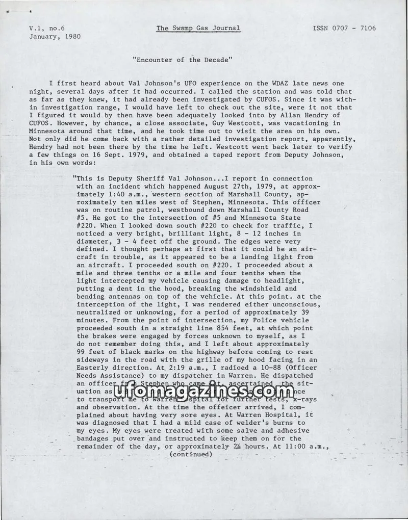Cover of Swamp Gas Journal issue V.1, no.6: The Swamp Gas Journal