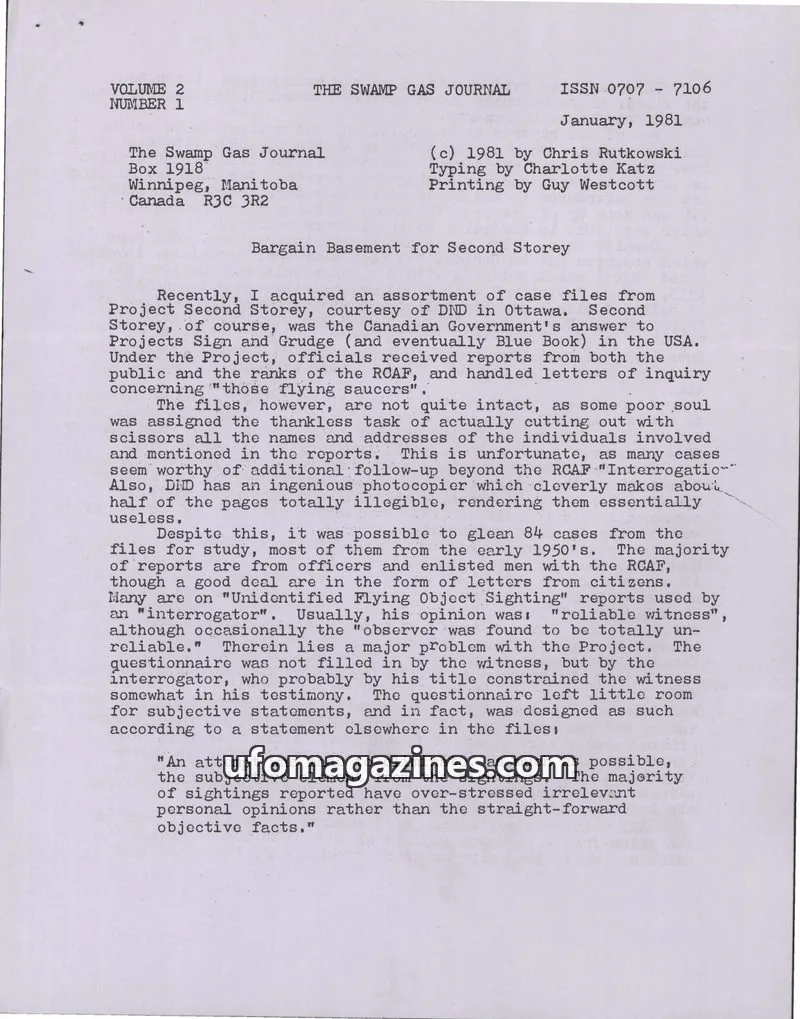 Cover of Swamp Gas Journal issue 1: THE SWAMP GAS JOURNAL
