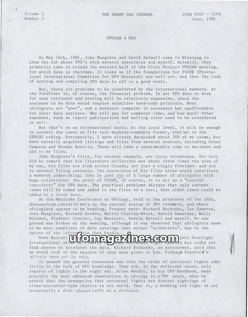Cover of Swamp Gas Journal issue 3: THE SWAMP GAS JOURNAL
