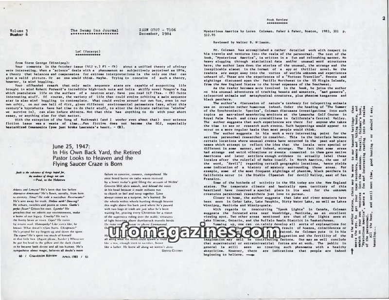Cover of Swamp Gas Journal issue 3: The Swamp Gas Journal