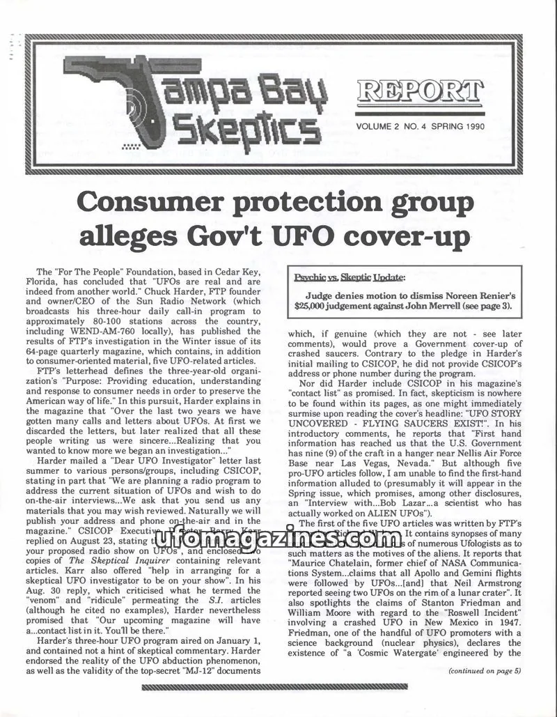Cover of Tampa Bay Skeptics Report issue VOL. 2 NO. 4: Tampa Bay Skeptics Report