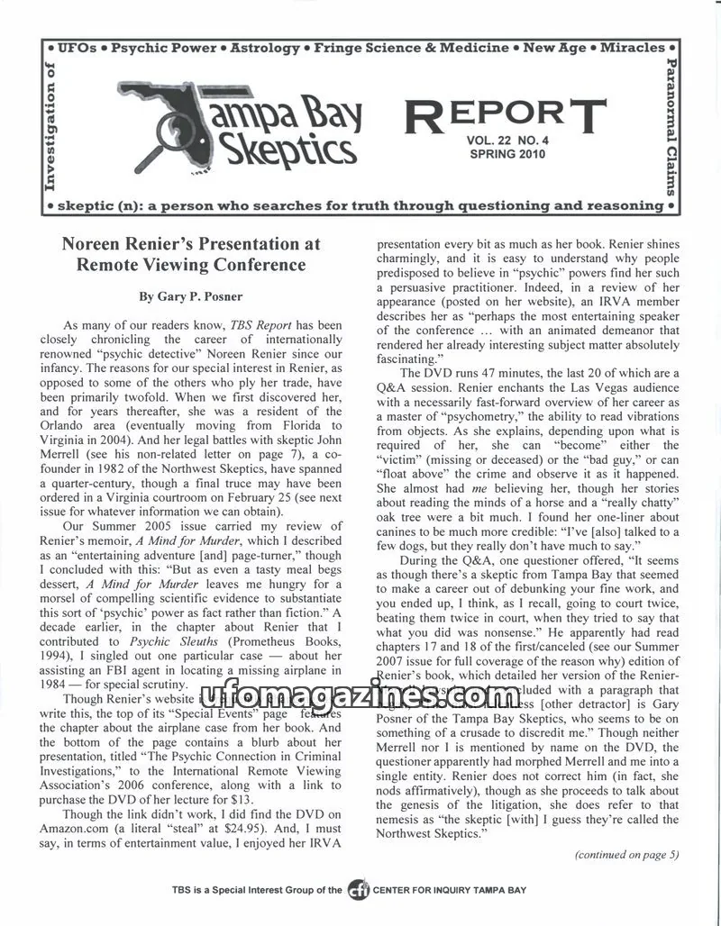 Cover of Tampa Bay Skeptics Report issue 22 NO. 4: Tampa Bay Skeptics REPORT
