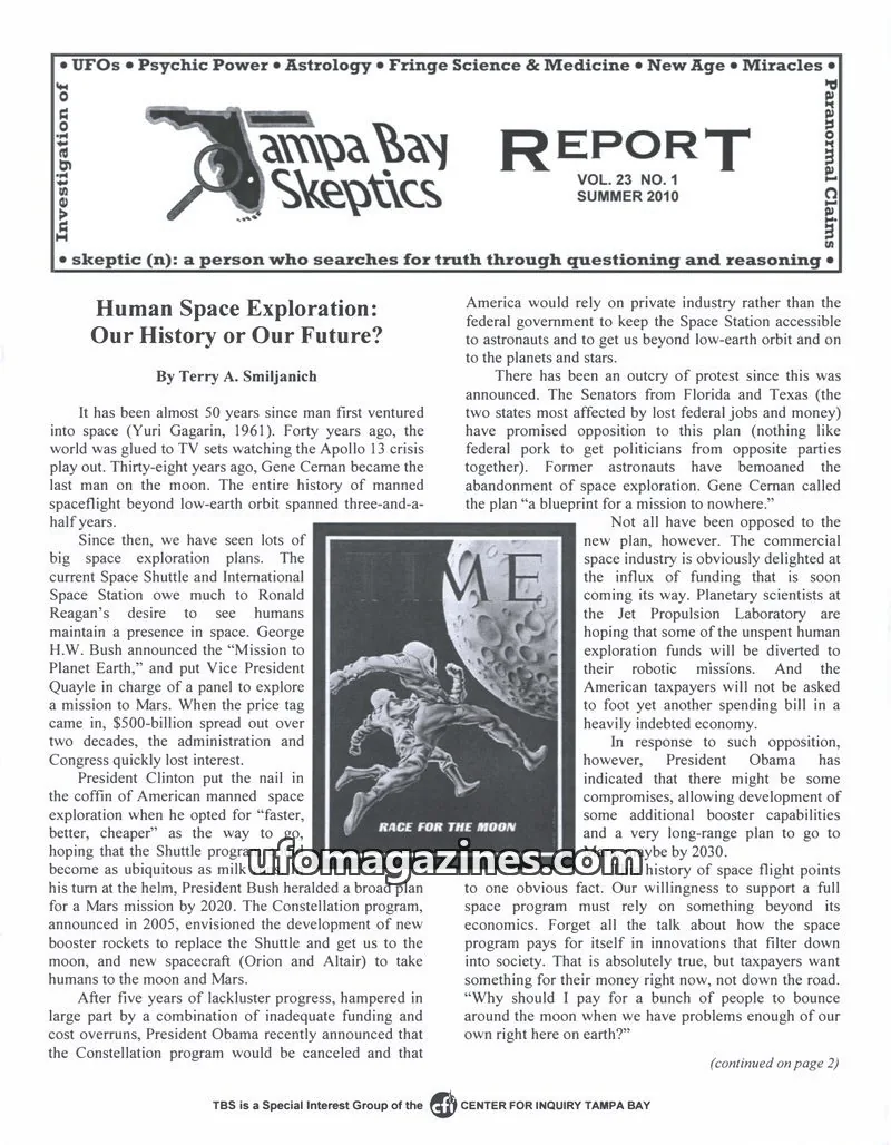 Cover of Tampa Bay Skeptics Report issue VOL. 23 NO. 1: Tampa Bay Skeptics REPORT
