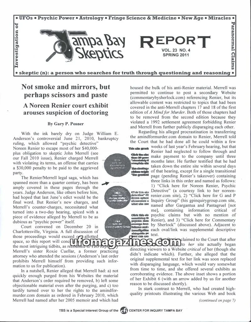 Cover of Tampa Bay Skeptics Report issue VOL. 23 NO. 4: Tampa Bay Skeptics Report