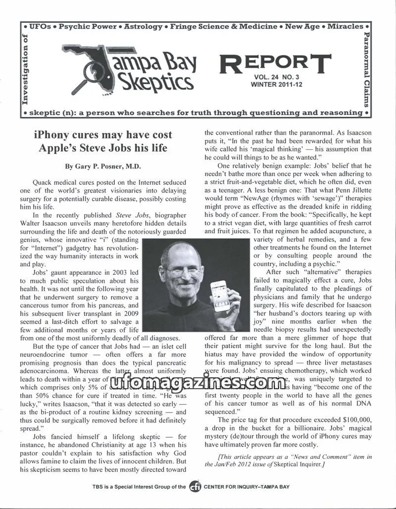 Cover of Tampa Bay Skeptics Report issue VOL. 24 NO. 3: Tampa Bay Skeptics Report