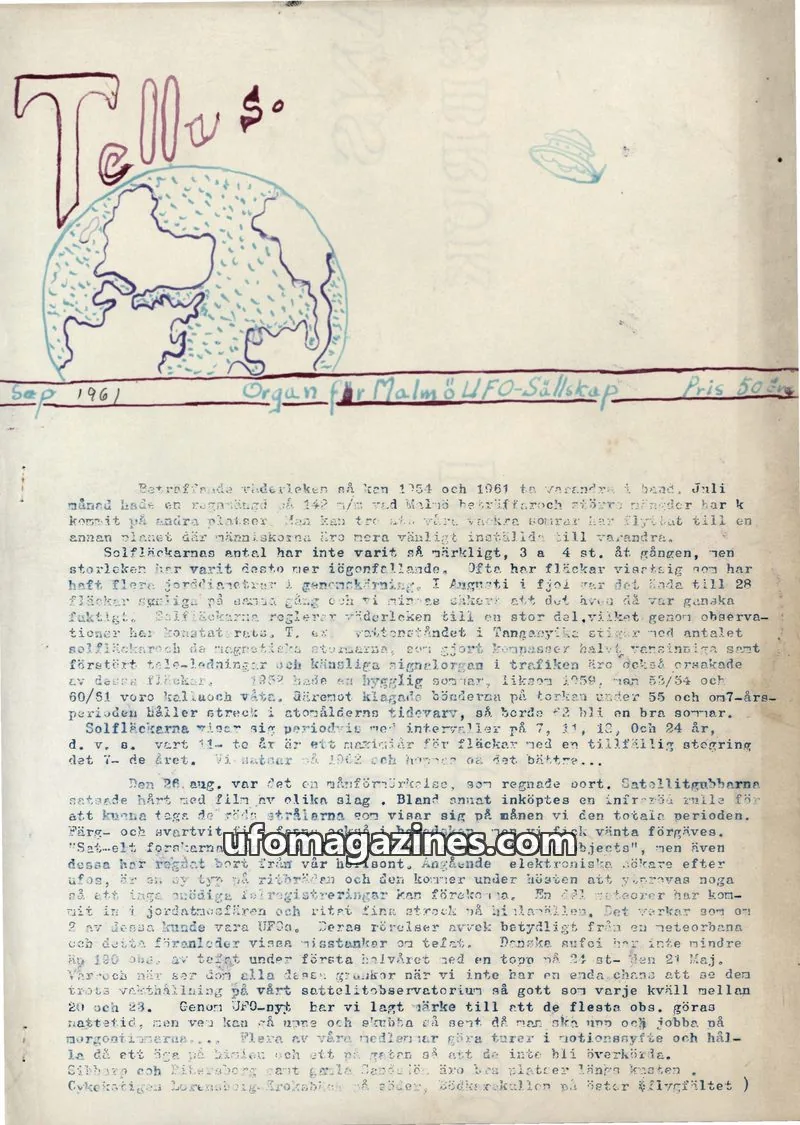 Cover of Tellus issue September 1961: Tellus