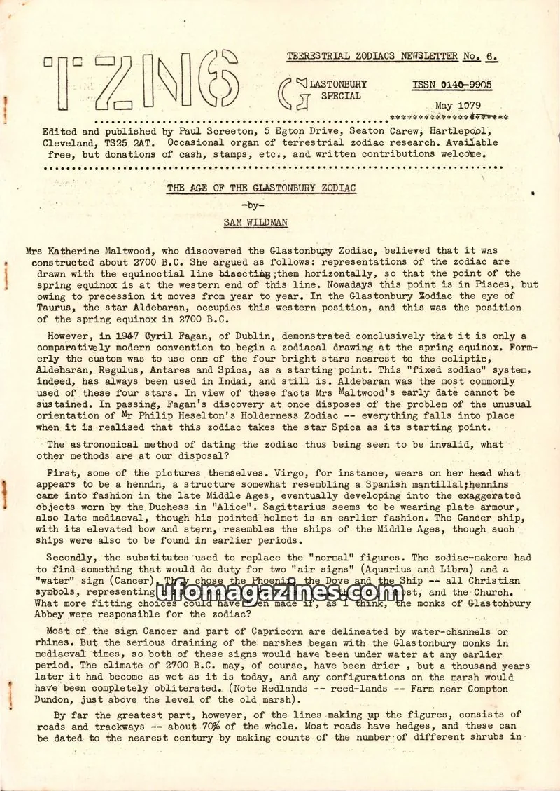 Cover of Terrestrial Zodiacs Newsletter (Paul Screeton) issue No. 6: TERRESTRIAL ZODIACS NEWSLETTER