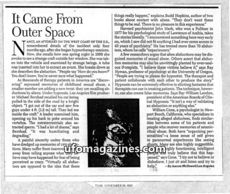 Cover of TIME issue November 29, 1993: It Came From Outer Space