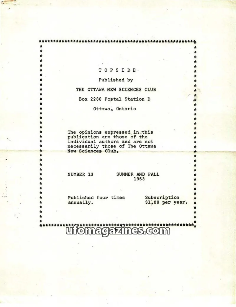 Cover of Topside (Wilbert B Smith) issue 13: TOPSIDE