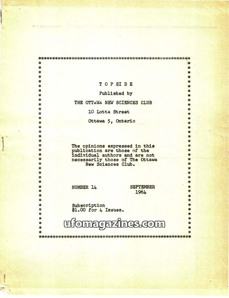 Cover of Topside (Wilbert B Smith) issue 14: TOP SIDE