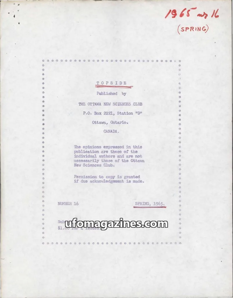 Cover of Topside (Wilbert B Smith) issue 16: TOPSIDE