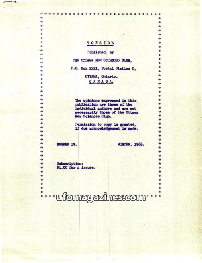 Cover of Topside (Wilbert B Smith) issue 19: TOPSIDE