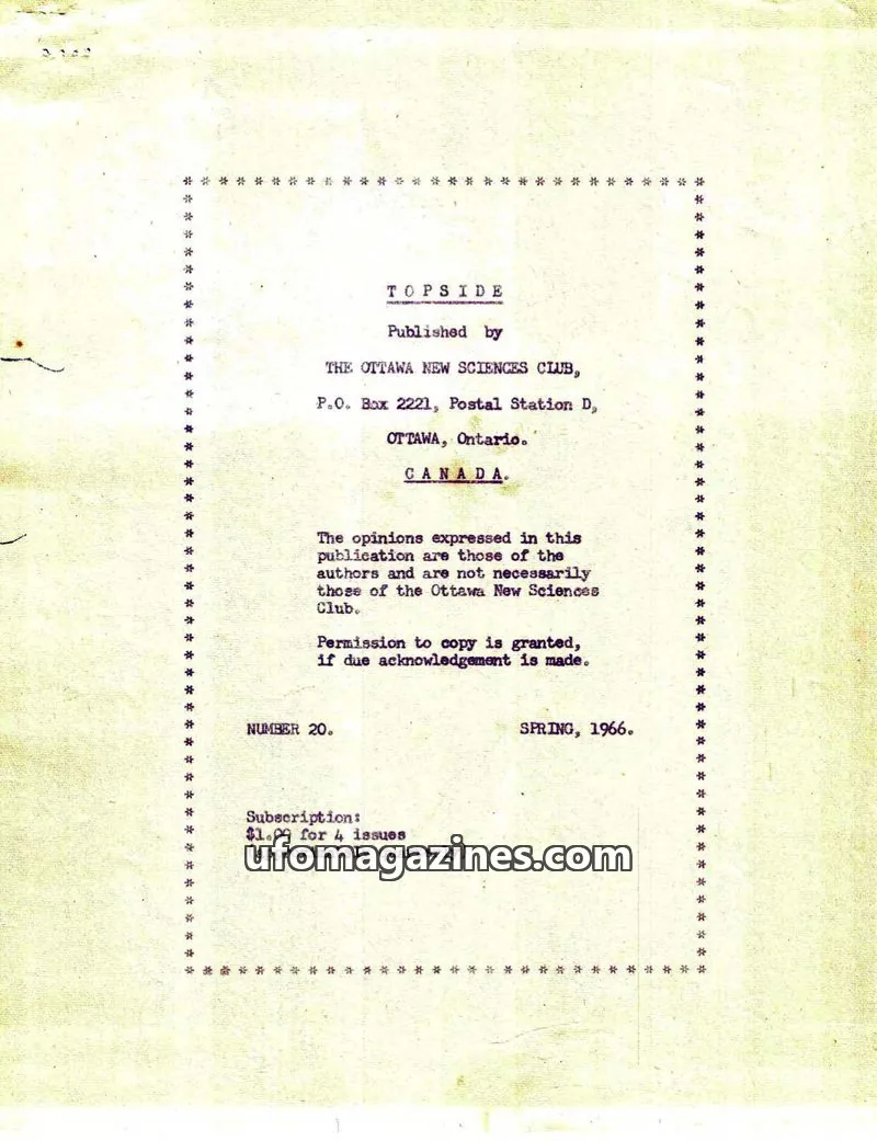 Cover of Topside (Wilbert B Smith) issue 20: TOPSIDE