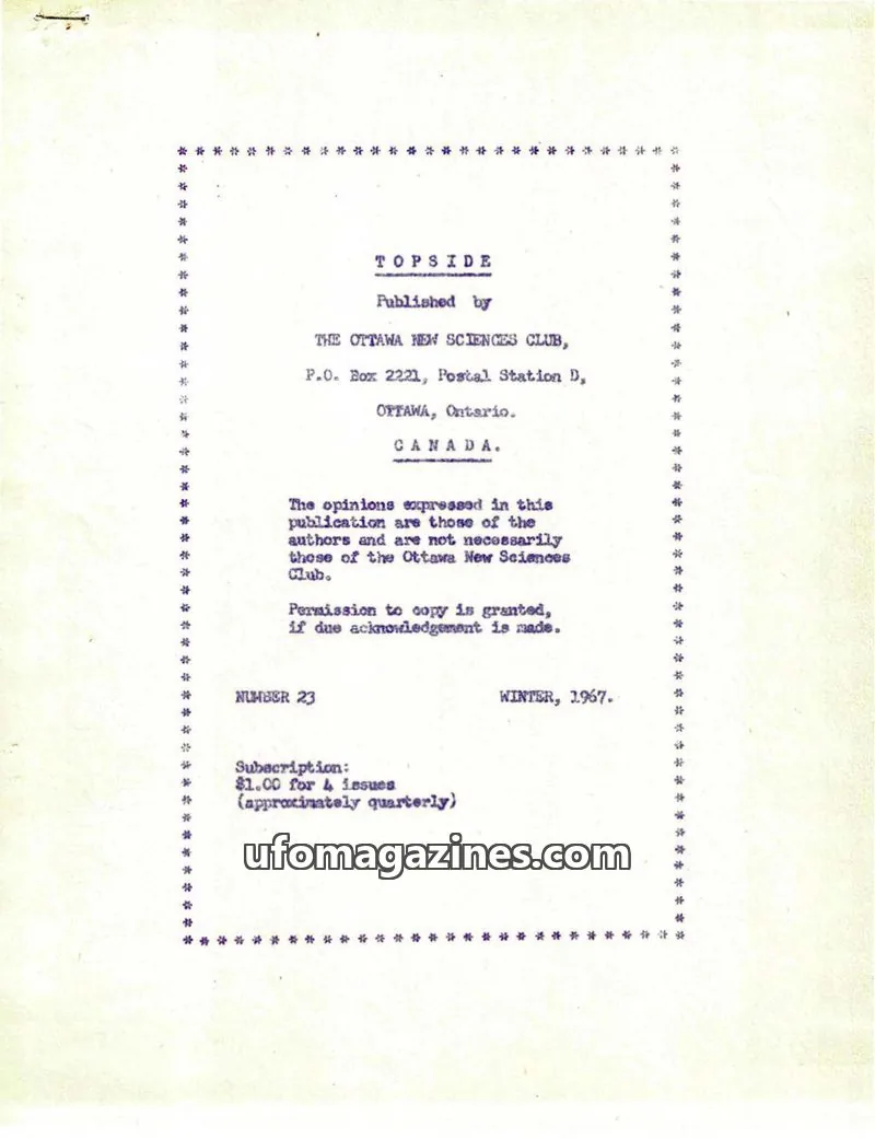 Cover of Topside (Wilbert B Smith) issue 23: TOP SIDE