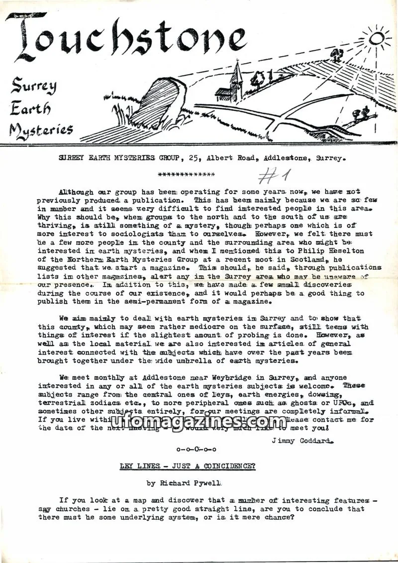 Cover of Surrey Earth Mysteries Group issue #1: Touchstone