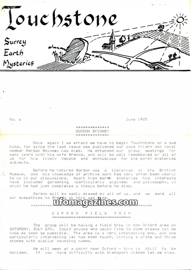 Cover of Surrey Earth Mysteries Group issue 6: Touchstone