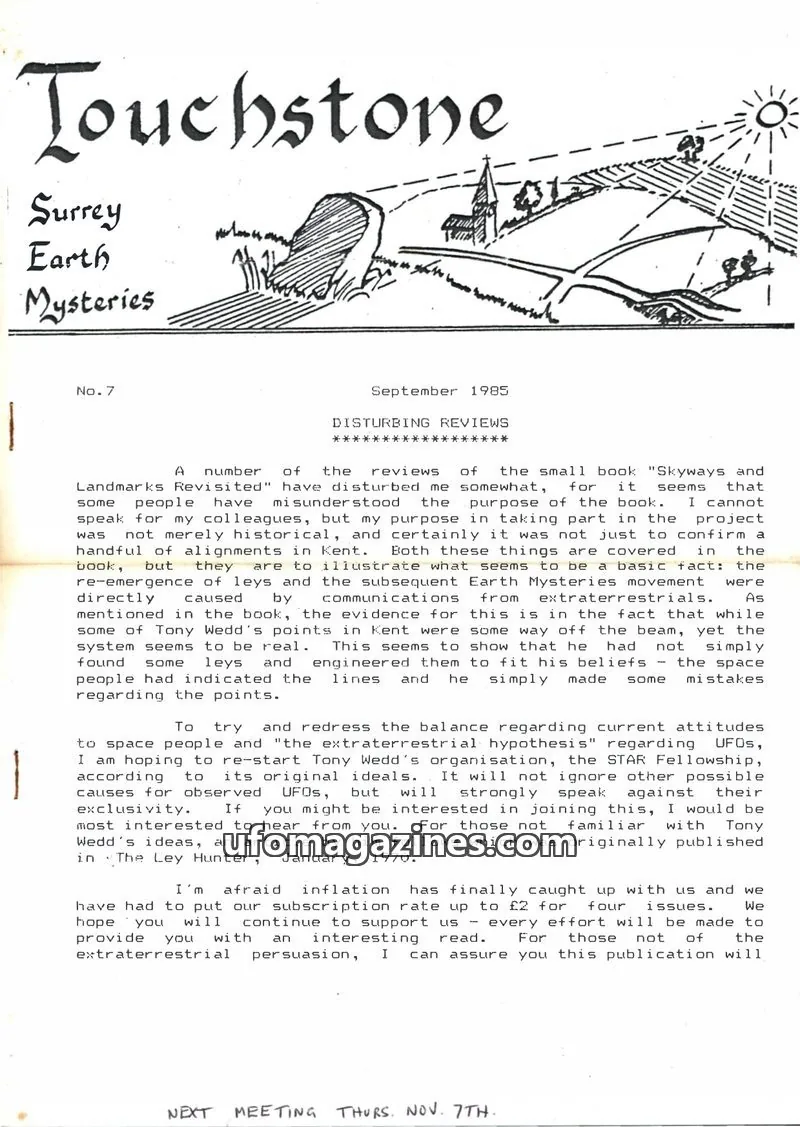 Cover of Surrey Earth Mysteries Group issue 7: Touchstone