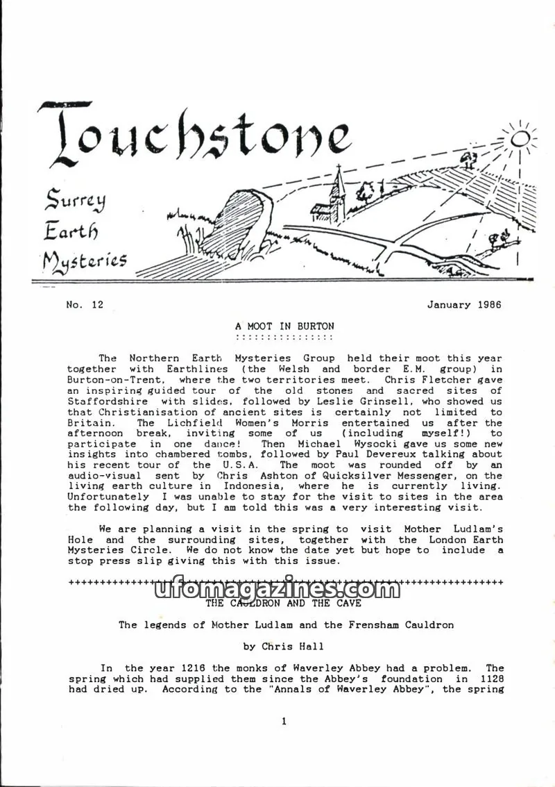 Cover of Surrey Earth Mysteries Group issue 12: Touchstone