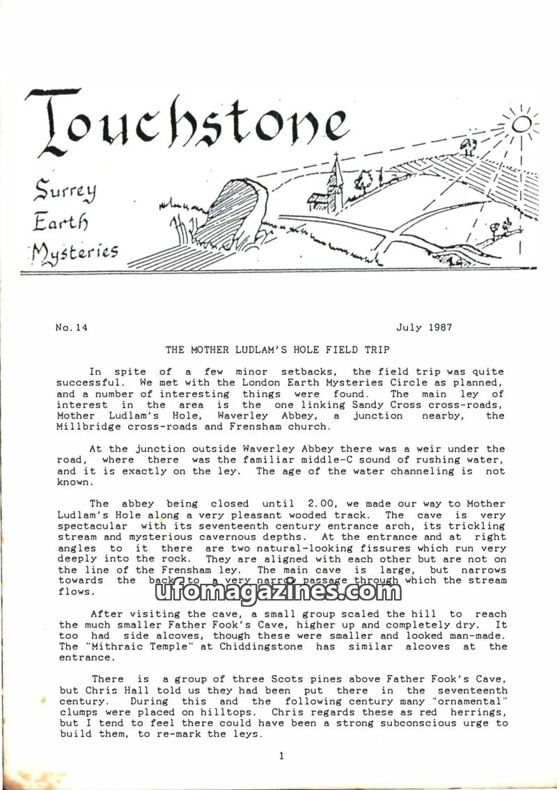 Cover of Surrey Earth Mysteries Group issue No. 14: Touchstone