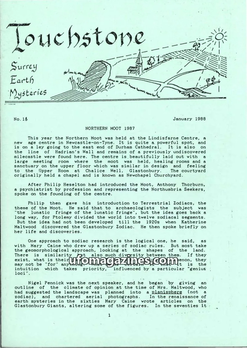 Cover of Surrey Earth Mysteries Group issue 16: Touchstone