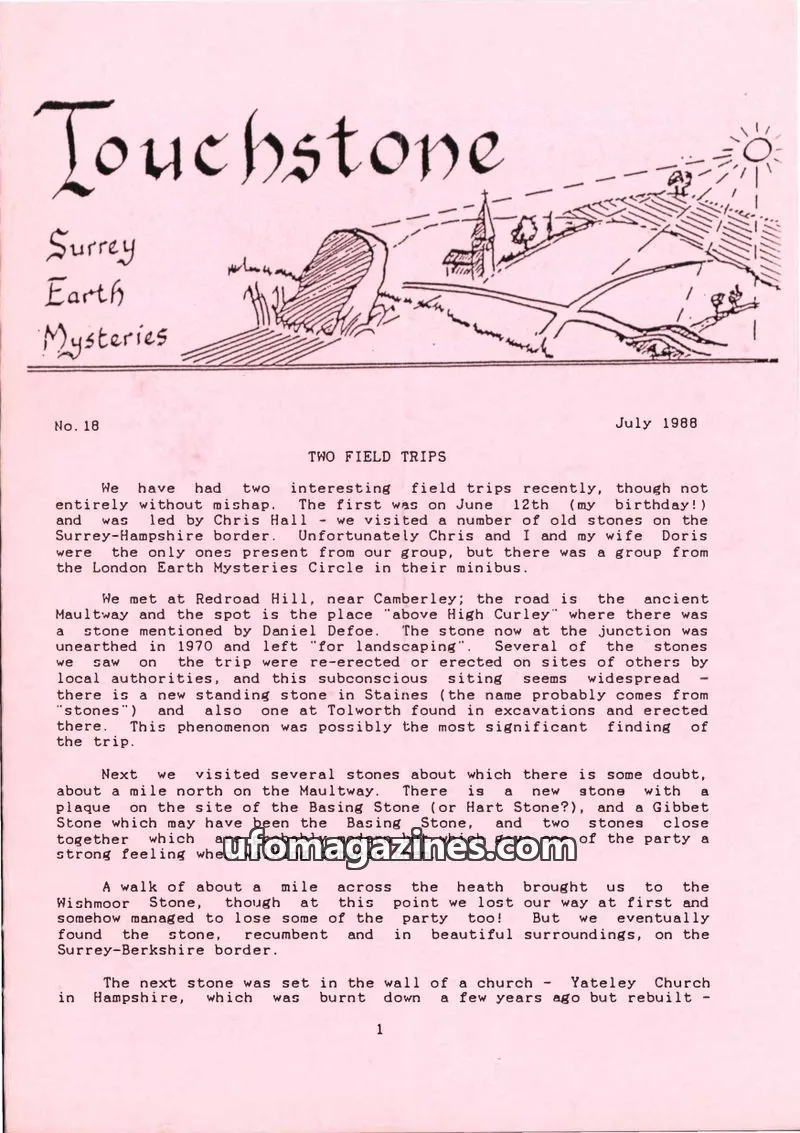 Cover of Surrey Earth Mysteries Group issue 18: Touchstone