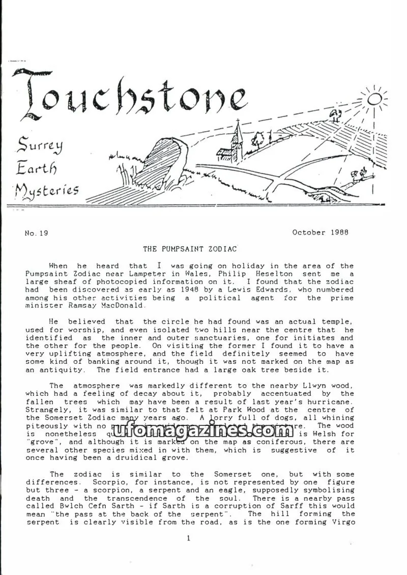 Cover of Surrey Earth Mysteries Group issue No. 19: Touchstone