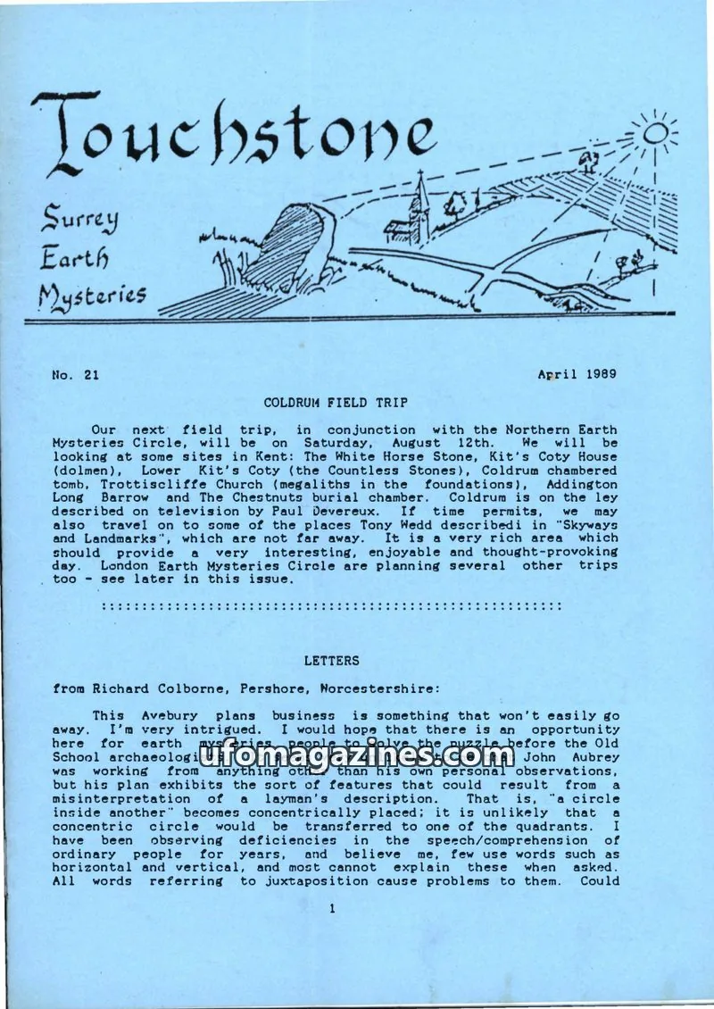 Cover of Surrey Earth Mysteries Group issue 21: Touchstone