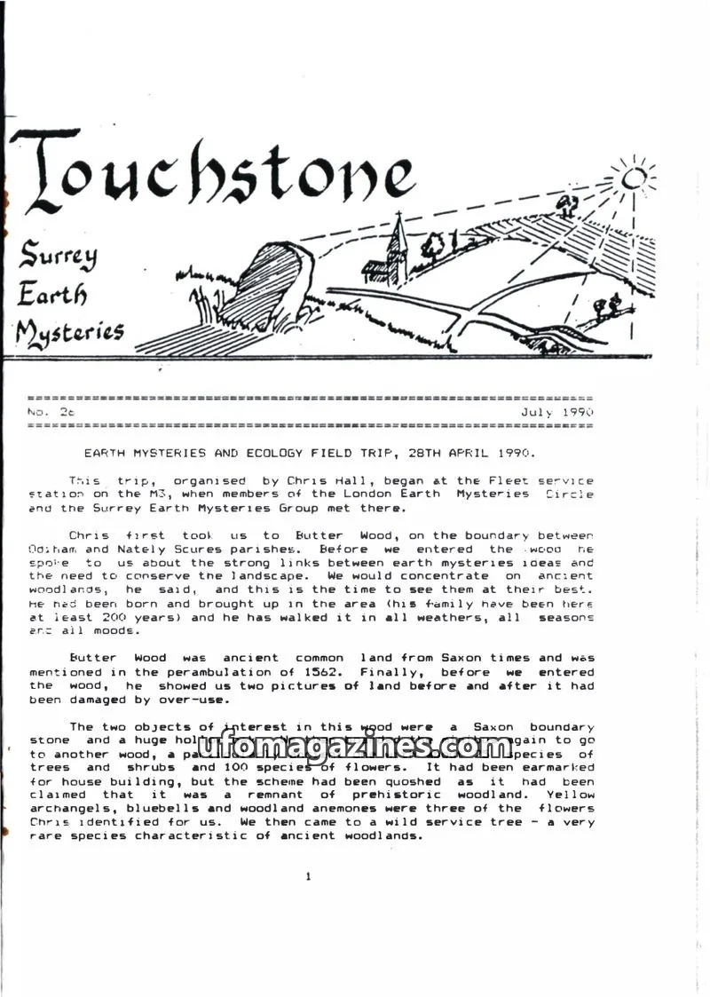 Cover of Surrey Earth Mysteries Group issue 26: Touchstone