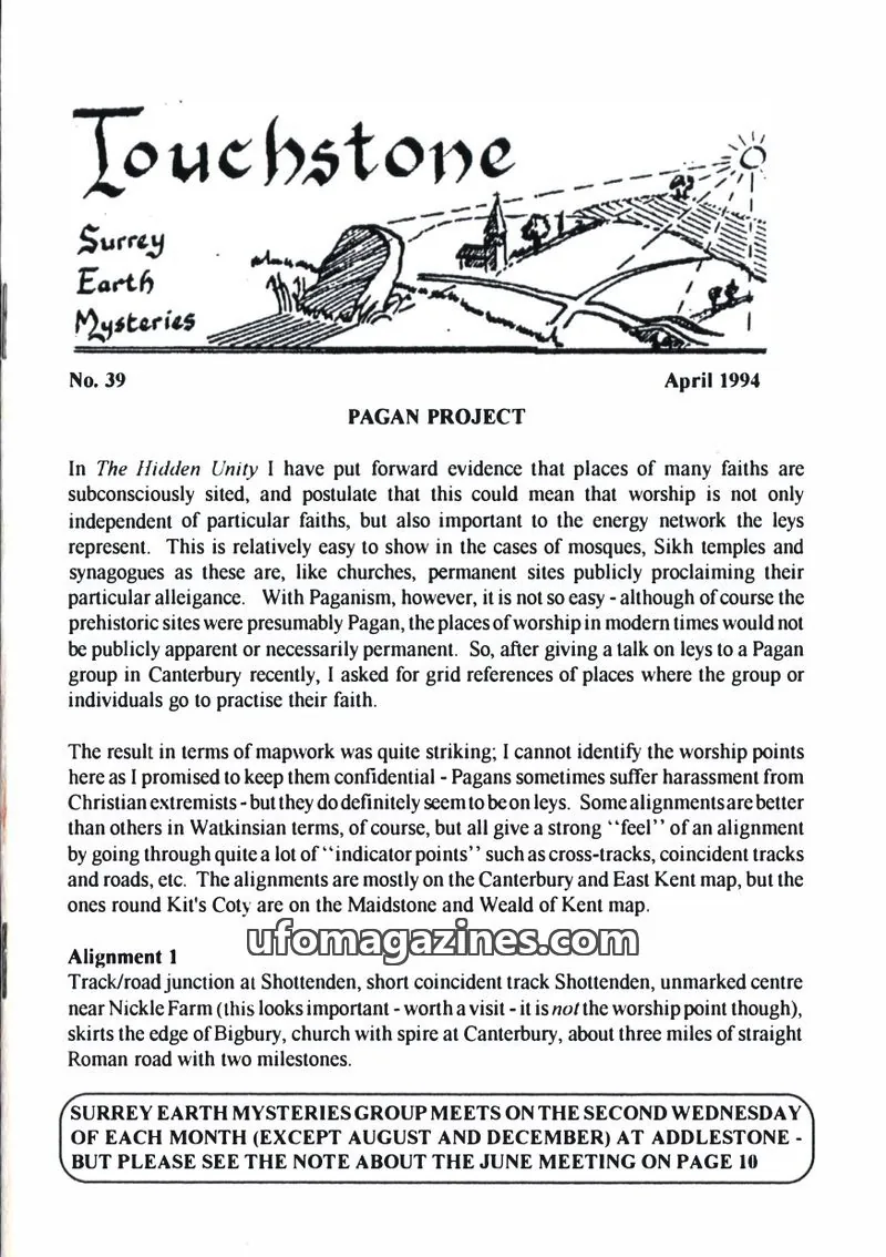 Cover of Surrey Earth Mysteries Group issue 39: Touchstone
