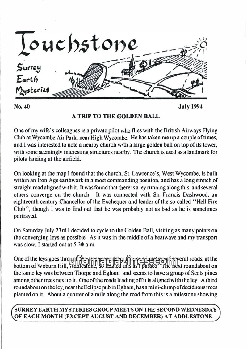 Cover of Surrey Earth Mysteries Group issue 40: Touchstone