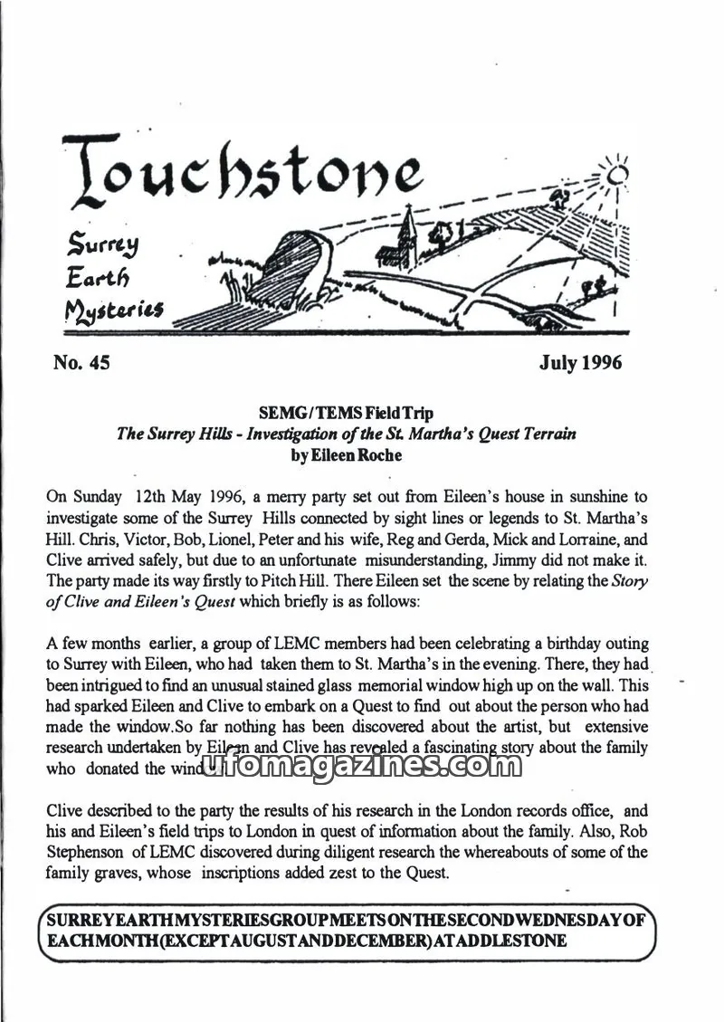 Cover of Surrey Earth Mysteries Group issue No. 45: Touchstone
