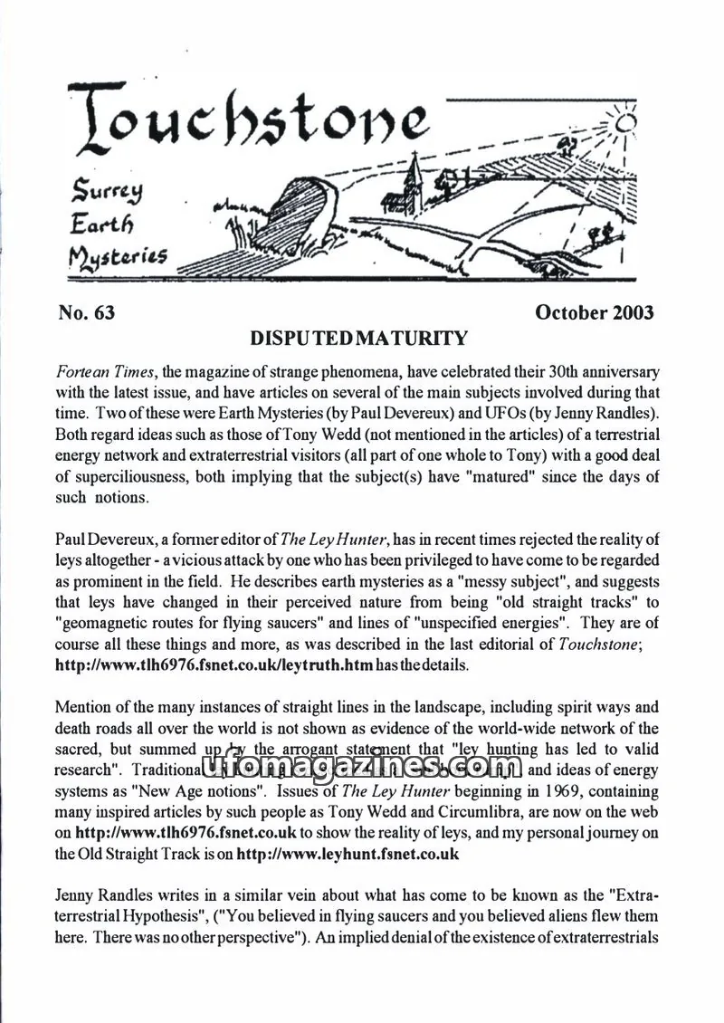 Cover of Surrey Earth Mysteries Group issue No. 63: Touchstone