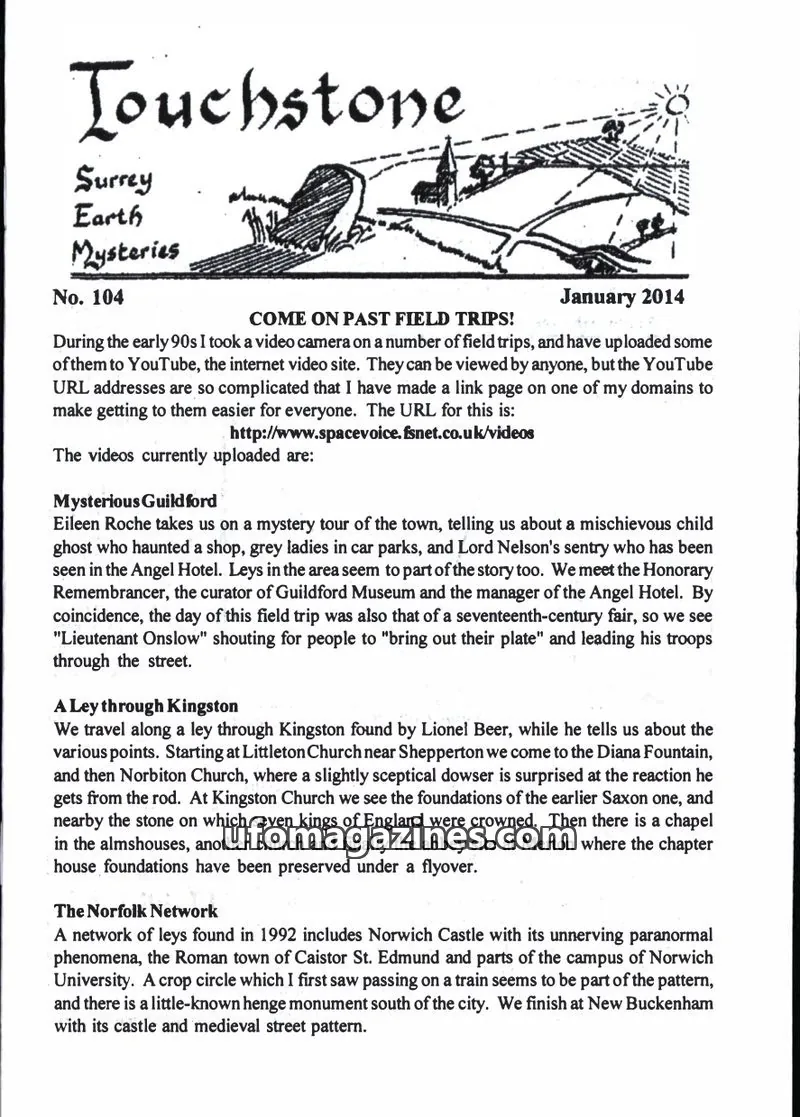 Cover of Surrey Earth Mysteries Group issue No. 104: Touchstone
