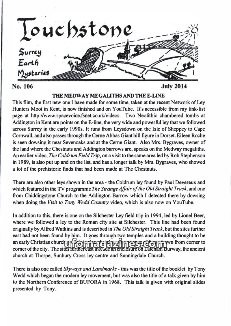 Cover of Surrey Earth Mysteries Group issue No. 106: Touchstone
