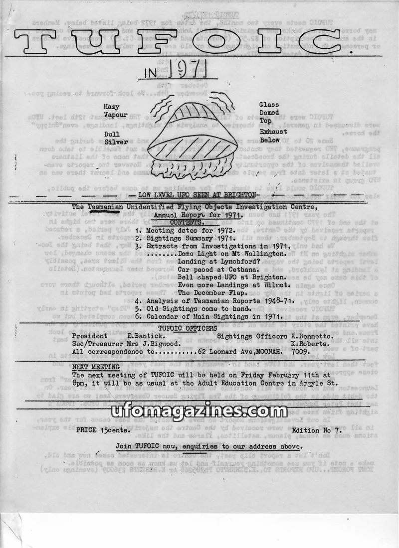 Cover of TUFOIC Newsletter issue 1971: TUFOIC