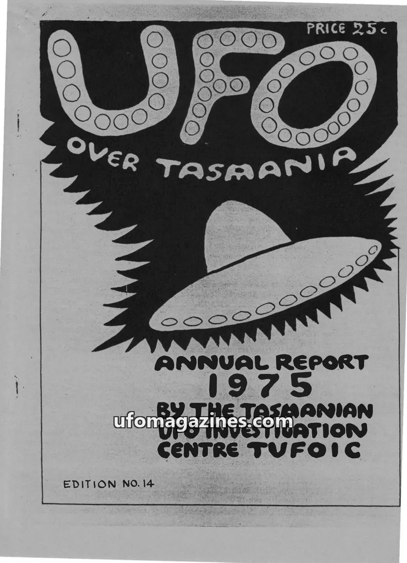 Cover of TUFOIC Newsletter issue 14: UFO OVER TASMANIA