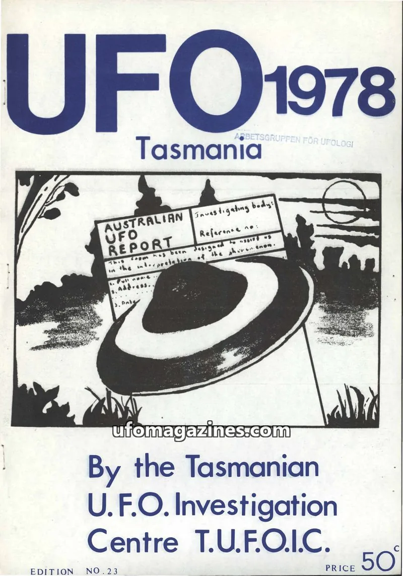 Cover of TUFOIC issue 23: UFO 1978 Tasmania