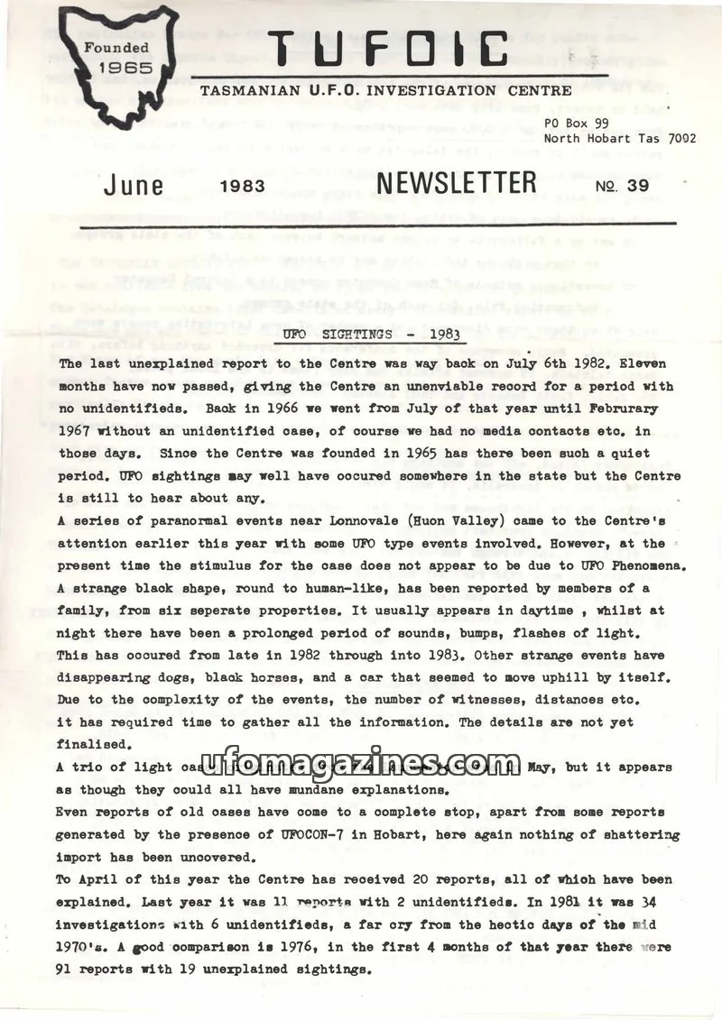 Cover of TUFOIC Newsletter issue 39: TUFOIC NEWSLETTER