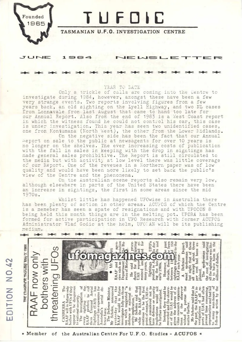 Cover of TUFOIC Newsletter issue 42: TUFOIC
