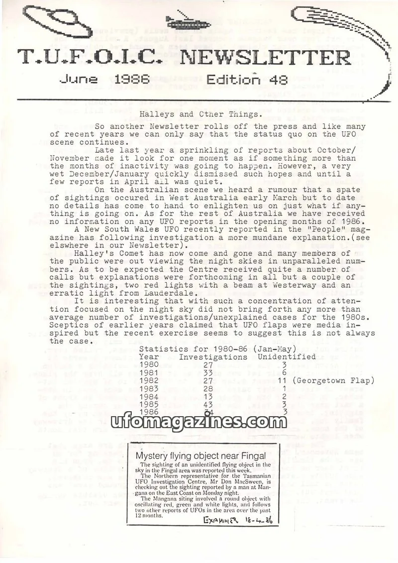 Cover of TUFOIC Newsletter issue Edition 48: T.U.F.O.I.C. NEWSLETTER