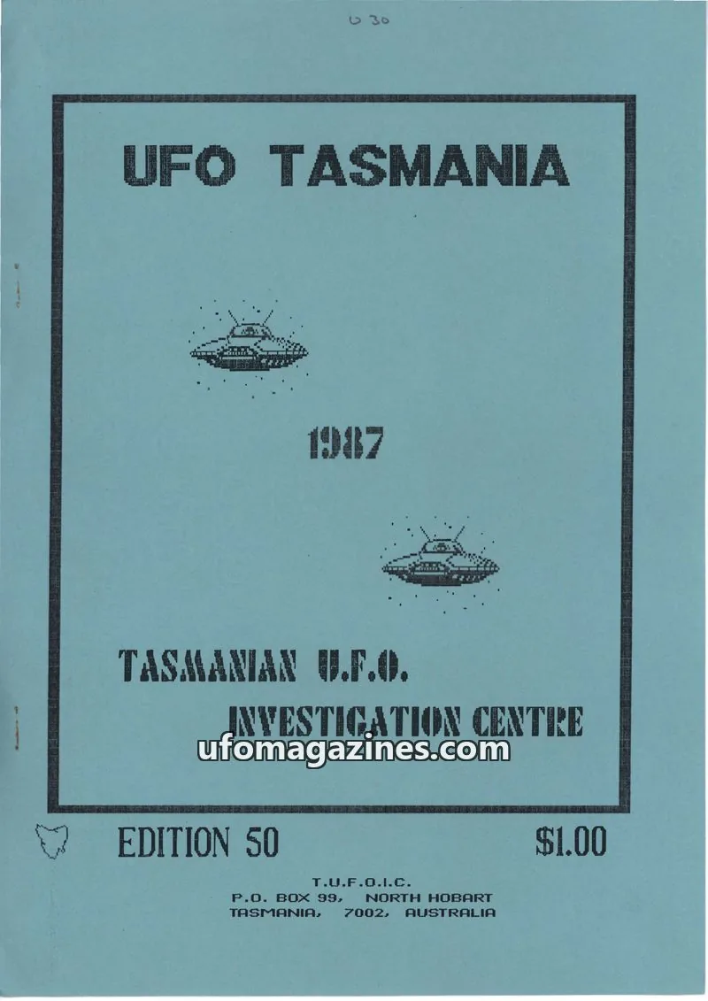 Cover of TUFOIC Newsletter issue 50: UFO TASMANIA