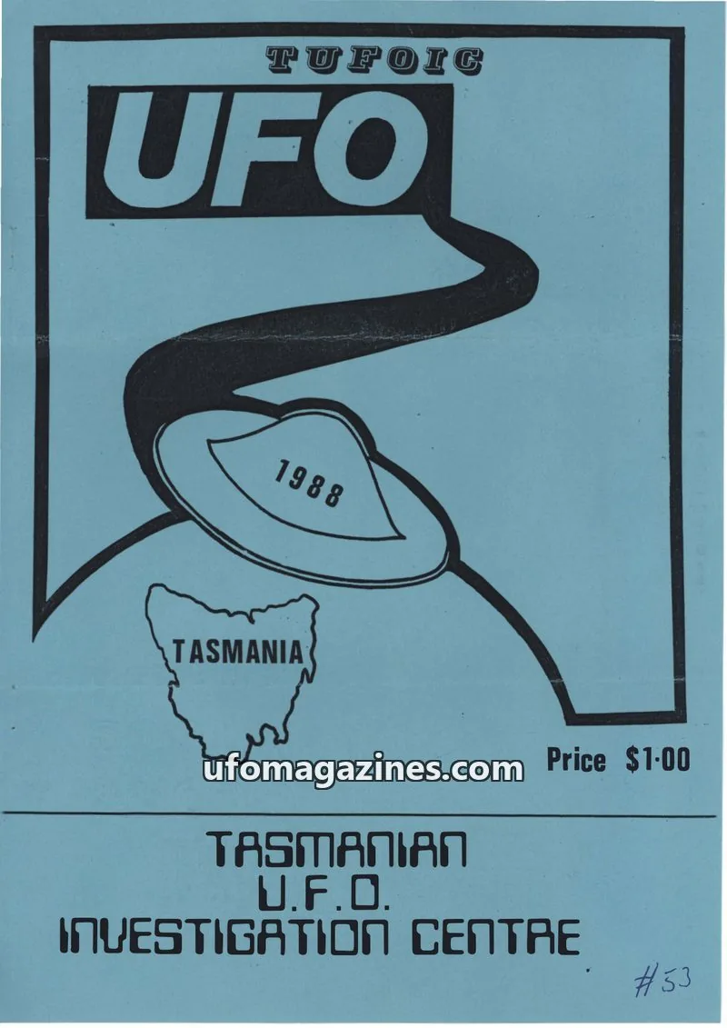 Cover of TUFOIC issue 53: UFO TASMANIA
